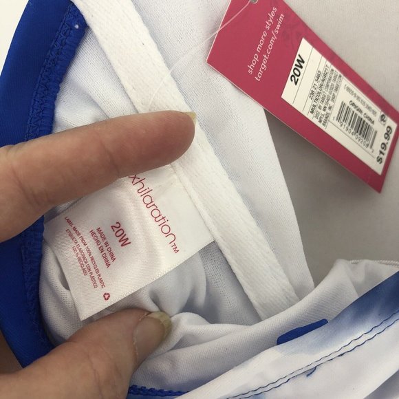 Xhilaration Blue and White Tie Dye Bandeau Bikini Swim Top Women's Plus Sz 20W - Picture 3 of 6